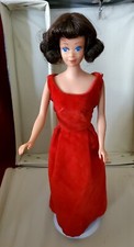 1963 Mattel Midge Brunette Barbie's BF Blue Eyes Red Velvet Dress Carrying Case