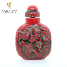 Chinese Red Coral Hand Carved Fish Collectibles Decorated Snuff Bottle Crafts