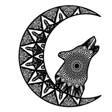 Moon Wolf Sticker Decal