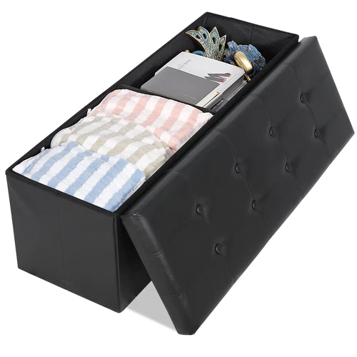 Folding Storage Ottoman Bench Foot Rest Foot Stool for Bedroom Entryway Indoor - Imagen 45 de 93