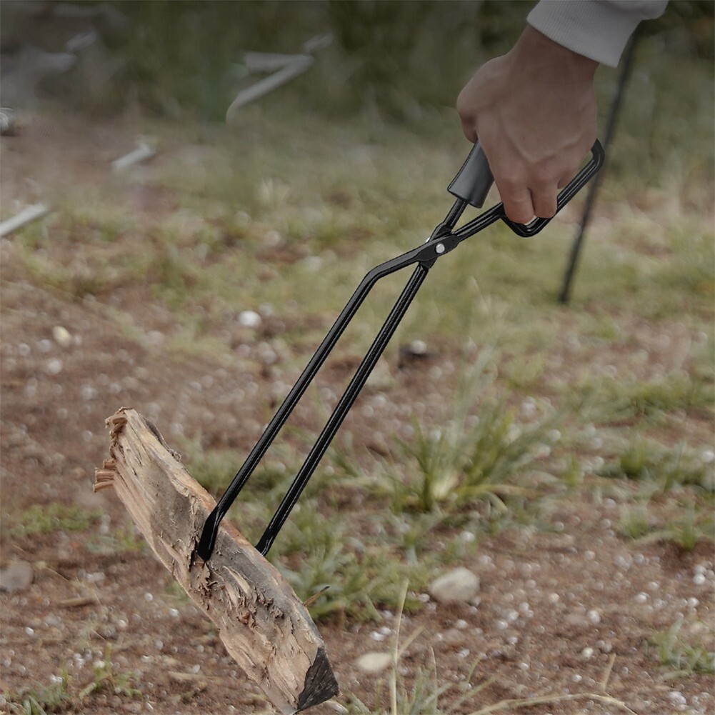 High Quality Outdoor Picnic Fire Tong Firewood Clip BBQ Black Campfire