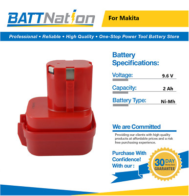 2-Pack 9.6V 2Ah NiMH Replacement Battery For Makita 9100, 9100A, 9101, 9102A Tools 4 thumbnail image