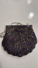 Vintage Beaded Shell Clutch Handbag