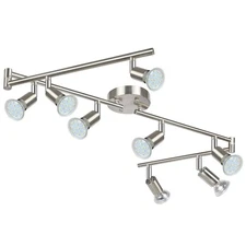Track Lighting Kit, Matt Nickel 8 Way Ceiling Spot Lighting, Flexibly Rotatab...