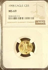 American Eagle 1998 G$5 Coin MS 69 1/10 oz NGC Certified Gold Coin