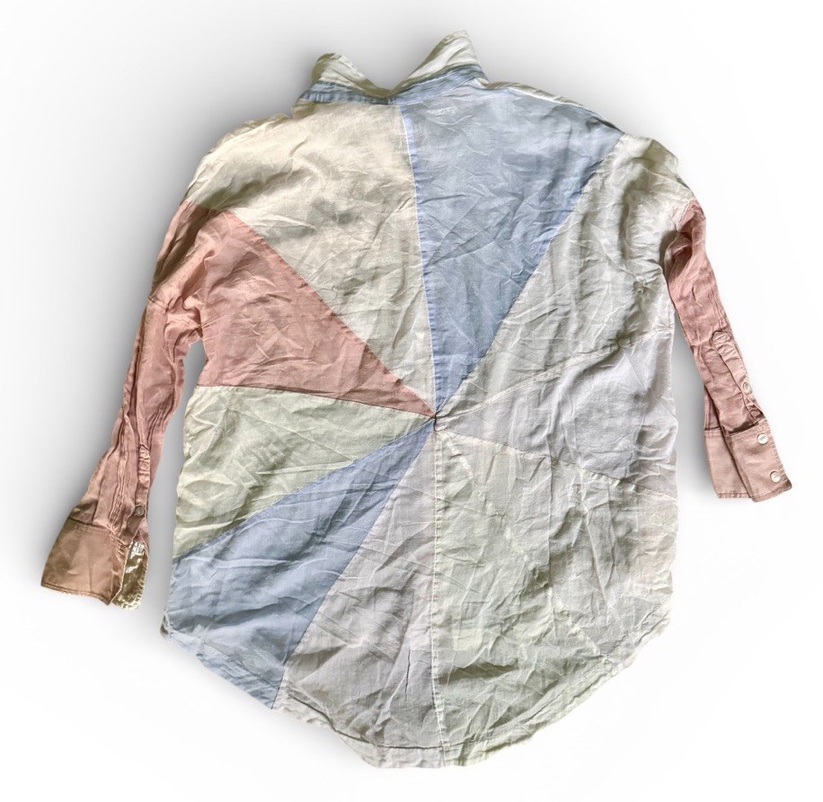 Free People Rainbow Rays Patchwork Button Up Shir… - image 4