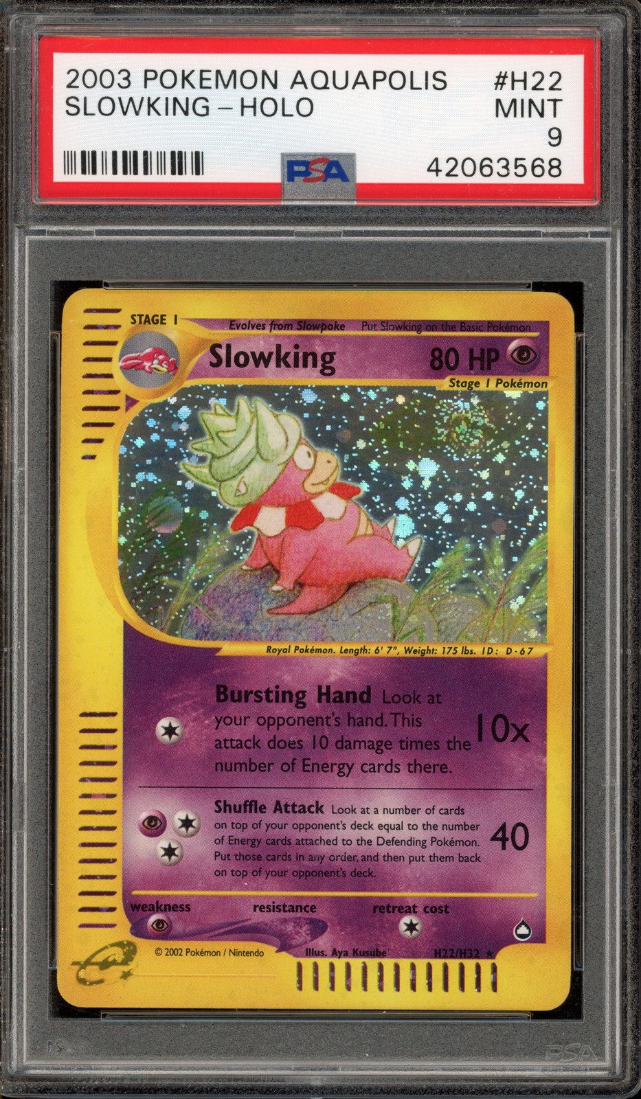 Pokemon Slowking Aquapolis Holo Rare #H22 PSA 9 Mint