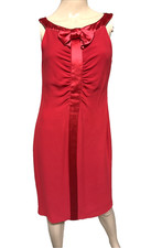 Valentino Vintage Runway Bow Neck Red Silk Sheath Cocktail Dress IT 44 / US 8