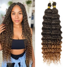 Eerya 24" Ocean Wave Curly Crochet Braiding Hair 2 Packs for Black Women