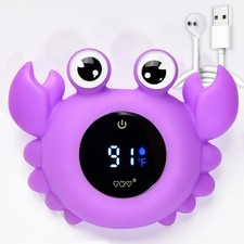 Crab Baby Bath Thermometer Toy - Digital Floating Water Purple