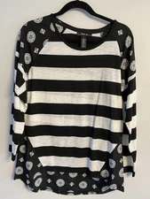 Style & Co. Black And White Knit Top Size Medium 