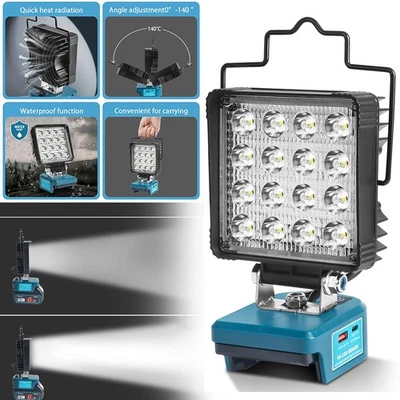 Portable LED Work Light For Makita 18V 48W 4800LM Cordless USB 2 Modes Work shop