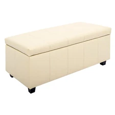 36Inch Damara Lift-Top Storage Ottoman Bench with Faux-Leather Upholstery, Uphol