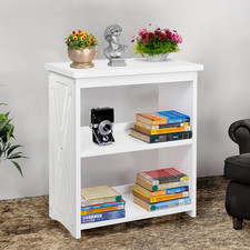 Stylish 3-Tier Natural Wood Bookshelf for Home  Office - White Open Design