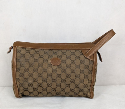 Vintage Gucci GG Supreme monogram pouch Handbag Brown Canvas