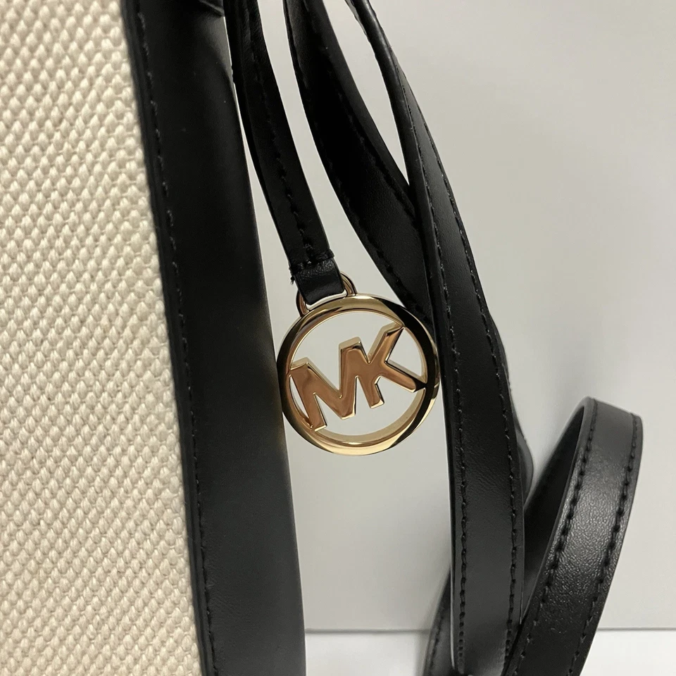 Nuevo sin etiquetas Michael Kors Jet Set Viaje Grande Lona Mensajero, Negro/Lino Foto 2 de 4