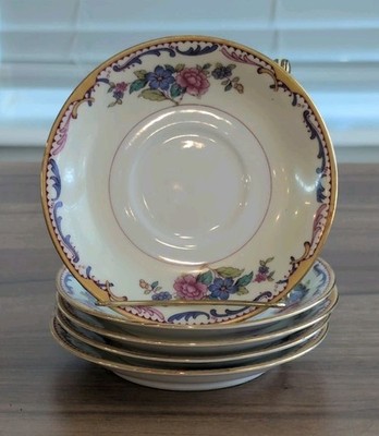 Set Of 5 Noritake TUDOR Porcelain Saucers 1917 Occupied Japan   PRETTY 