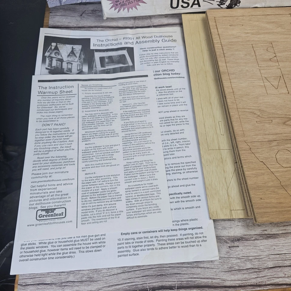 VTG Greenleaf Dollhouse 1993 Orchid #9301 Wood Victorian Cottage Open Box READ - Image 2 of 4