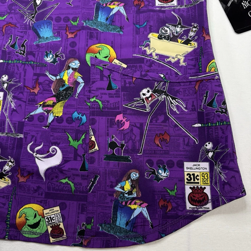 Disney The Nightmare Before Christmas Pocketed Scrub Top VNeck Purple Size S NEW - Image 4 of 4