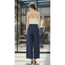 CIDER Dark Navy Wide Leg Cropped Palazzo Pants Women's Size 0XL