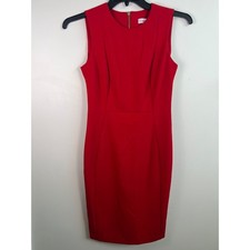Calvin Klein Womens Red Sleeveless Sheath Dress Gold Back Zip Size 4