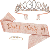 Dirty Thirty 30. Geburtstags Tiara, Geburtstags-Krone SchäRpe Set, Deko 30 Gebur