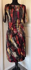 David Emanuel size 12 midi pencil dress abstract pattern short sleeves