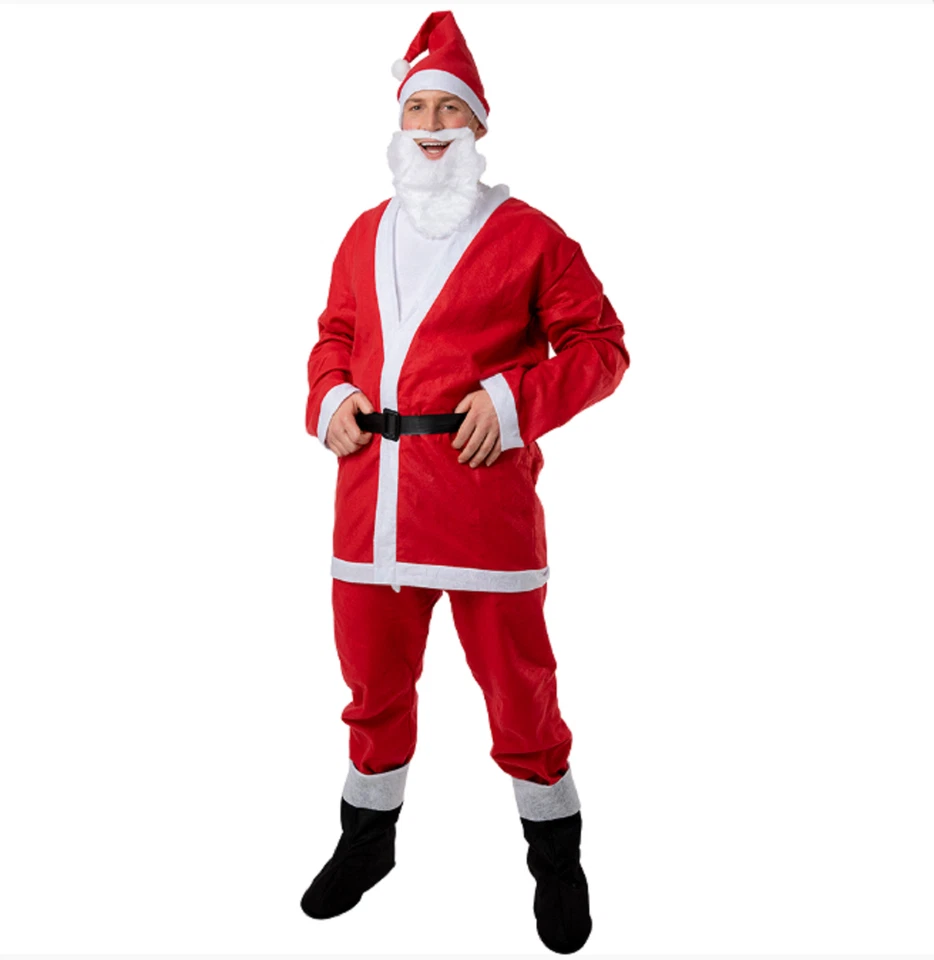 Herren Weihnachtsmann Anzug 6 Teile Weihnachten Kostüm Outfit - Bild 1 von 1