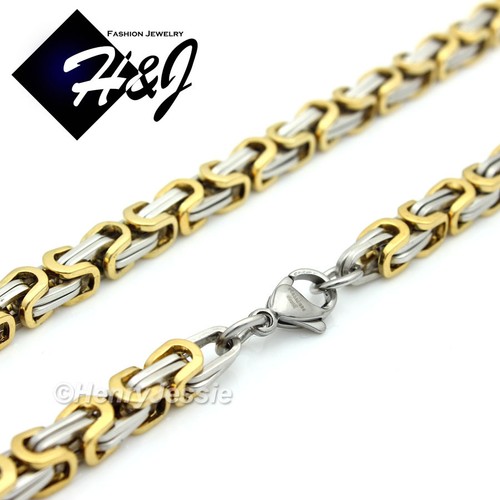 18"-40"Stainless Steel 4/6/9mm Silver/Gold/Black Plated Byzantine Box Necklace - Picture 25 of 79