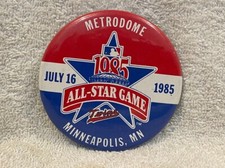 SCARCE Minnesota Twins 1985 All-Star Game Metrodome 3 1/2 Inch Button, NICE-LOOK
