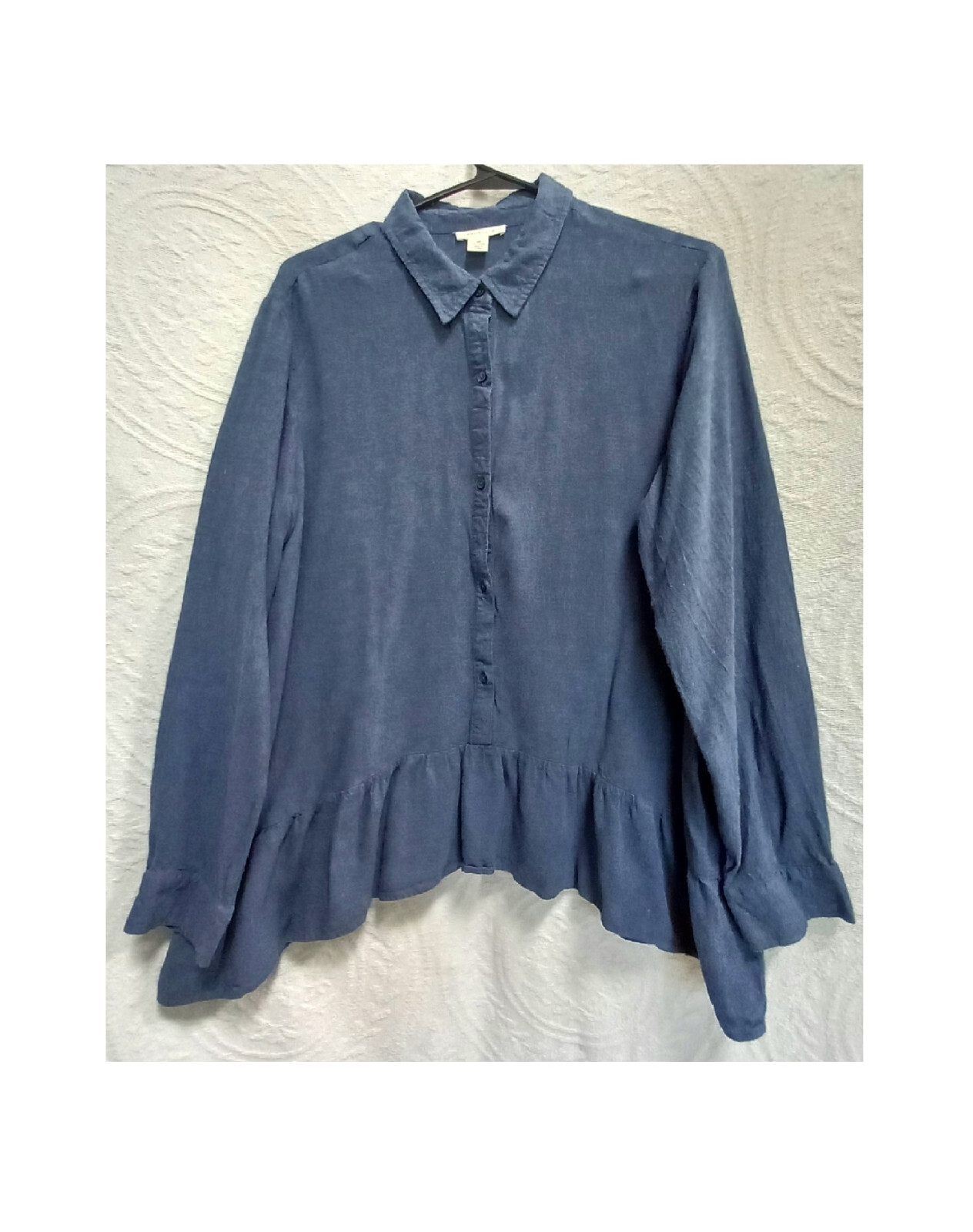Westbound Gray/Blue Flannel Button-Down Tunic Top… - image 1
