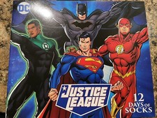 NIB Justice League 12-Pack 12 Days of Socks DC Comics Advent Calendar Sizes 6-12