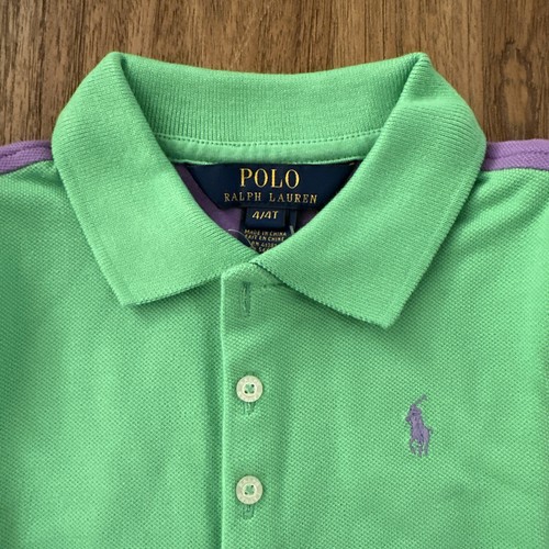 Polo Ralph Lauren Girls Polo Tee Shirt Top Color block Purple Green Size 4T New - Picture 4 of 10