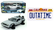 DeLorean Ritorno al Futuro 2 + Targa Timbrata in Metallo 1:24 Auto PF09