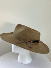 Akubra Snowy River Pure Fur Felt Cowboy Hat With Feather Size 54