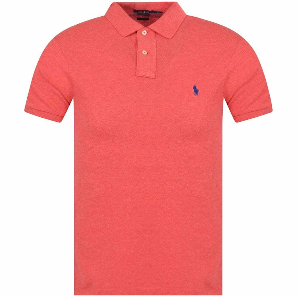 POLO RALPH LAUREN Pink Heather Custom Slim Fit Polo Shirt RRP 80.00
