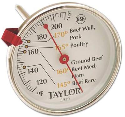 NEW TAYLOR 5939N CLASSIC STAINLESS MEAT THERMOMETER EASY READ DIAL ADJUSTABLE 