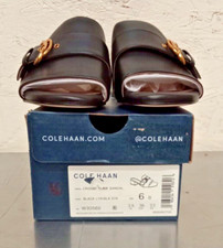 Cole Haan Women's Crosby Slide Sandal, Black Leather/Black, 6