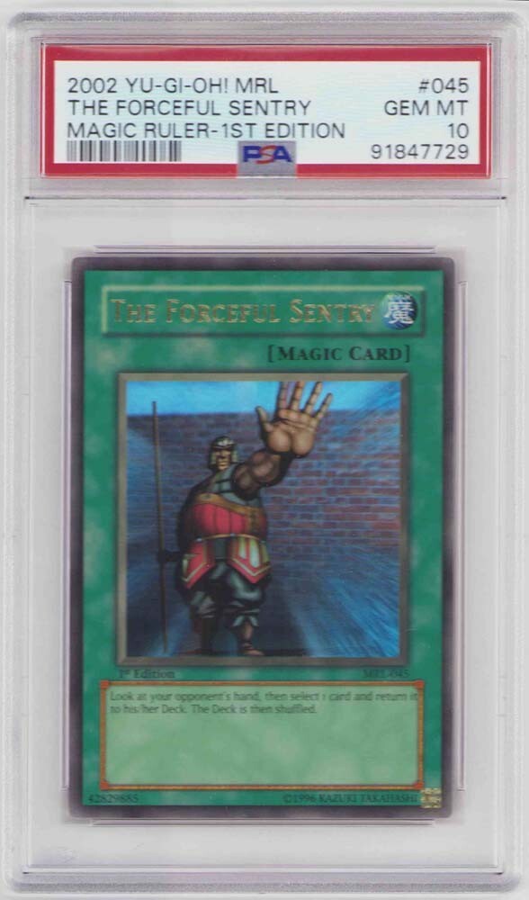 THE FORCEFUL SENTRY YUGIOH 1ST ED HOLO MRL-45 PSA #91847729 GEM MINT 10  2002