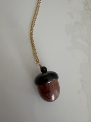 Natural Ebony Acorn Necklace Pendant | Prayer Box locket mini portable Sealed 