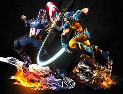 Wolverine vs. Captain America Sculpture Statue Model Kit Unpainted/Unassembled