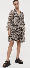 H&M Balloon Sleeve Animal Print Dress S