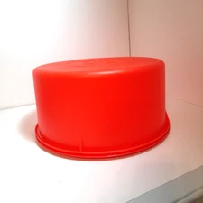 Vintage Tupperware Cake Holder Round Red Container