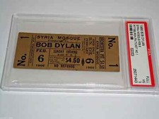 BOB DYLAN 1966 PSA AUTHENTICATED VINTAGE UNUSED CONCERT No 1 TICKET Ephemera USA