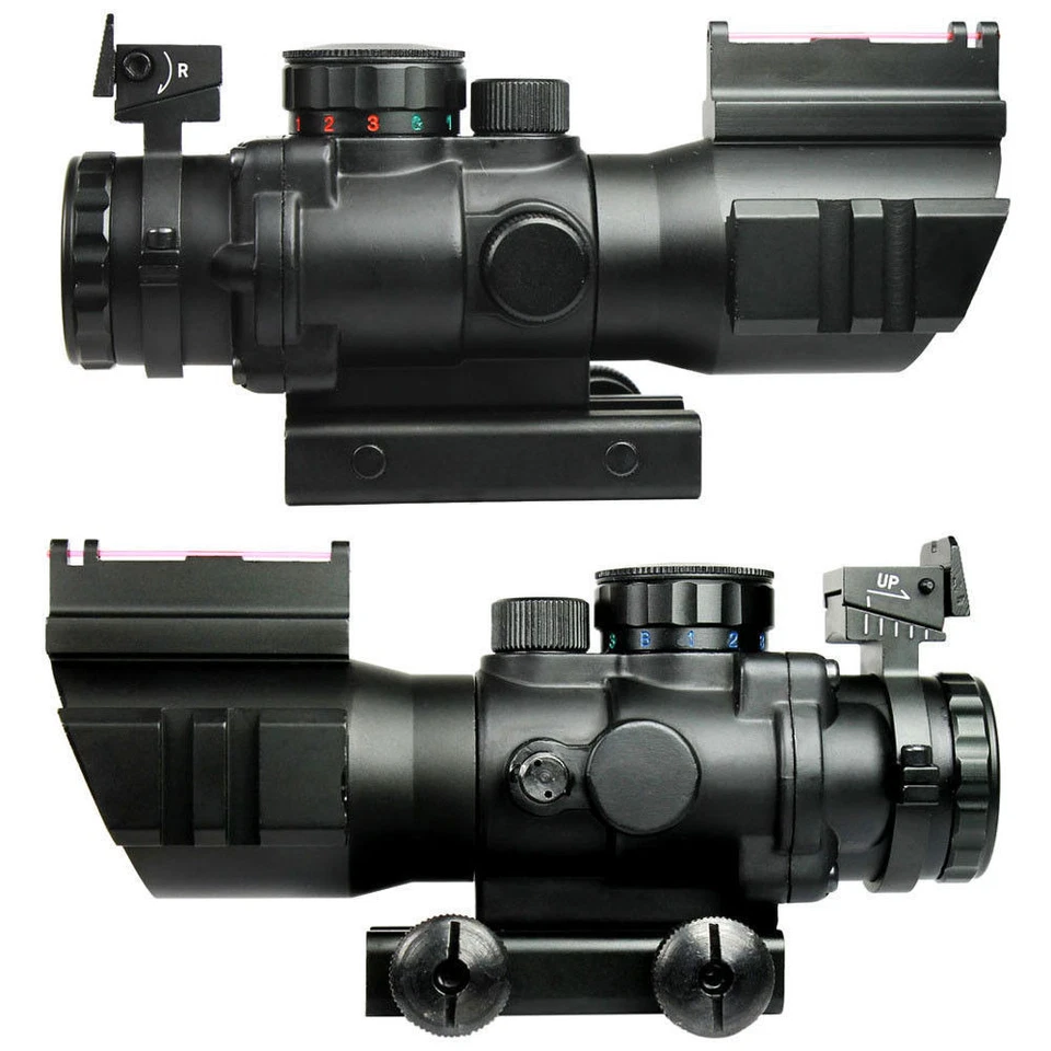 HOT 4X32 RGB Prismatic Rifle Scopes with Fiber Optic Sight Tri-illuminated - Image 2 of 4