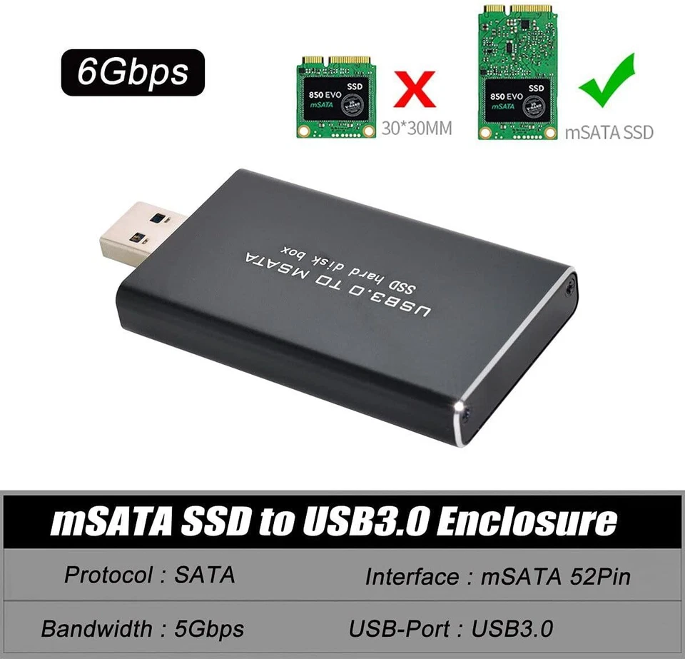 Cablecc Mini-PCI-E mSATA auf USB 3.0 Externe SSD PCBA-Konverter/Adapterkarte - Bild 4 von 4