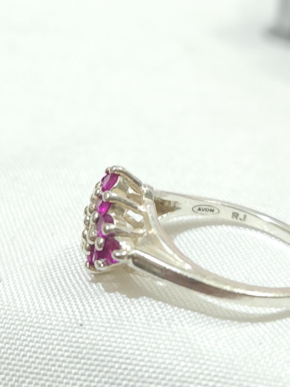 AVON Designer RJ GRAZIANO 925 Sterling Silver Pink & White Crystal Ring ...