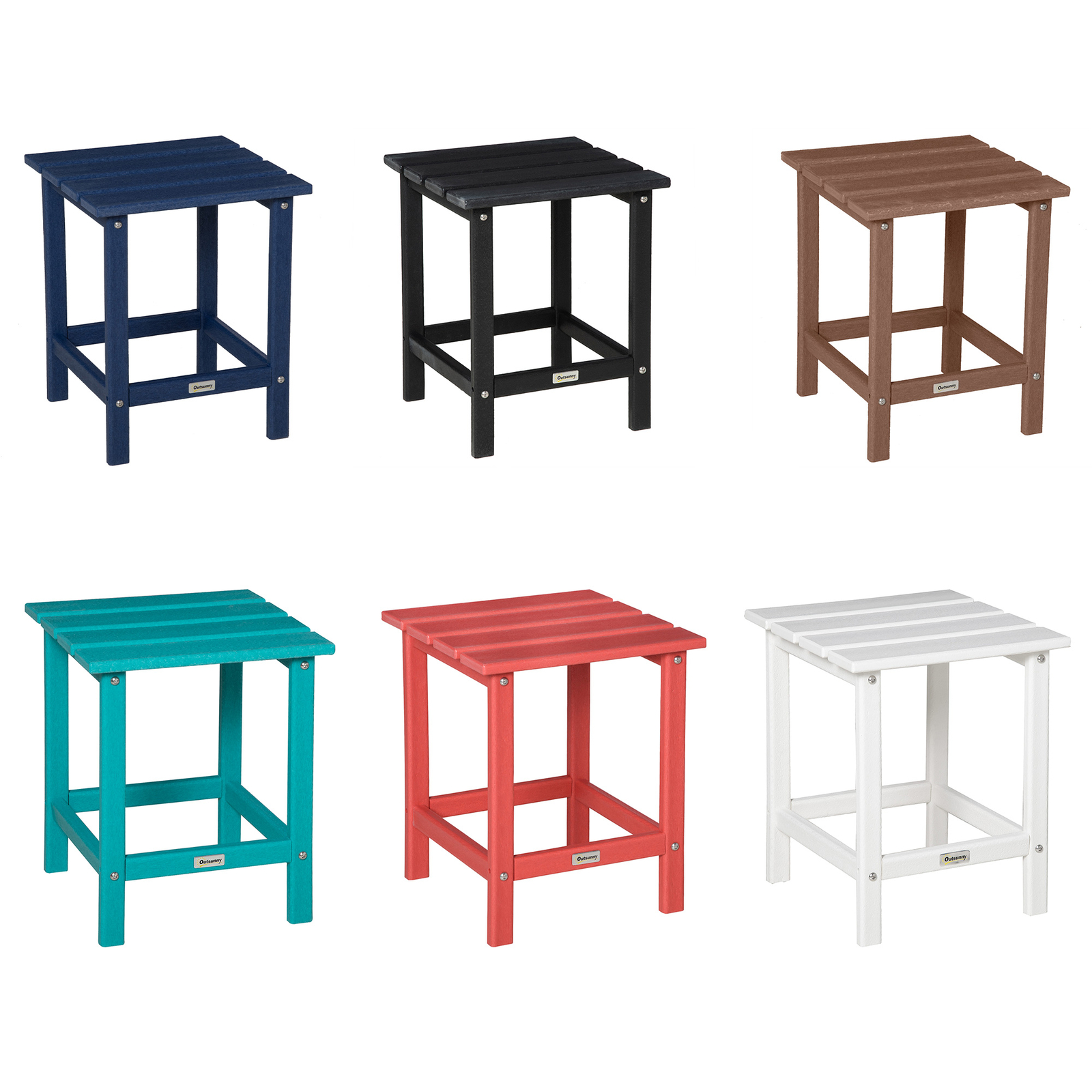 Patio Side Table, 18" Outdoor Plastic End Table for Backyard Deck Lawn