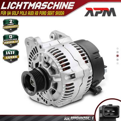 Lichtmaschine Generator 90A für VW Golf 1H 1E Polo 6N Audi A3 8L Ford Seat Skoda