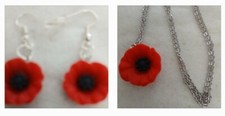Red poppy jewellery - necklace, earrings or lapel pinin